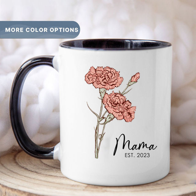 Picture of Custom Name Mug with Colorful Birth Flower - Customized Mug with Name and Date - Gift for Family Members - Mother's Day Gifts