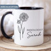 Picture of Custom Name Mug with Birth Flower - Customized Mug with Job Title and Name - Best Gifts for Doctors, Teachers, Students and Family members