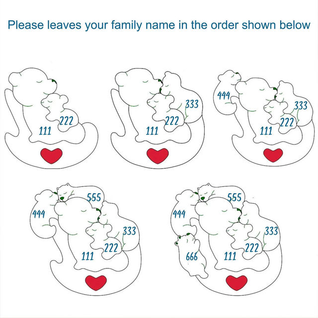 Picture of Personalized Wooden Rolling Bears Family Puzzle - Custom Hug Bears Family Puzzle - Baby Cuddle Bear Keepsake for Family Members and Kids