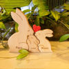 Picture of Personalized Wooden Family Rabbit Puzzle - Custom Easter Bunny Name Puzzle Name - Best Family Keepsake Home Decor Gifts