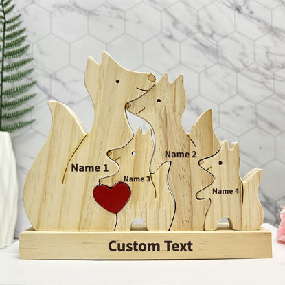 Picture of Personalized Wooden Fox Family Puzzle - Custom Foxes Family with Name Wooden Decor - Gifts for Family