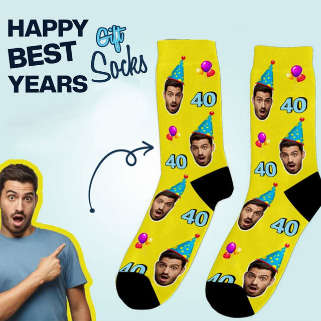 Imagen de Calcetines de cumpleaños personalizados, regalo de cumpleaños para hombres y mujeres, calcetines con caras personalizadas
