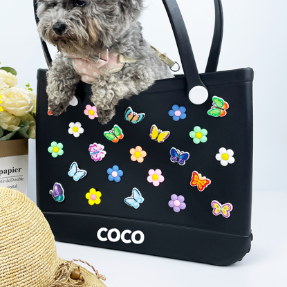 Picture of Custom Colorful Butterfly Flower Beach Bag - Personalized Waterproof Beach Bag - Custom Colorful Name Hole Bags
