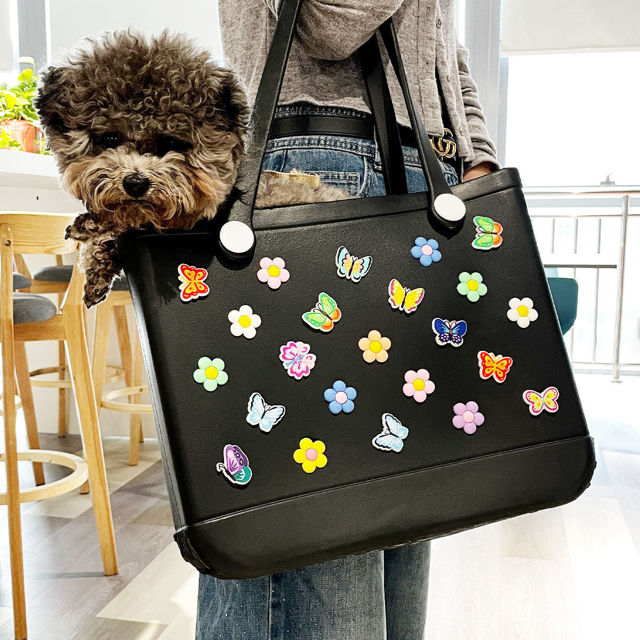 Picture of Custom Colorful Butterfly Flower Beach Bag - Personalized Waterproof Beach Bag - Custom Colorful Name Hole Bags