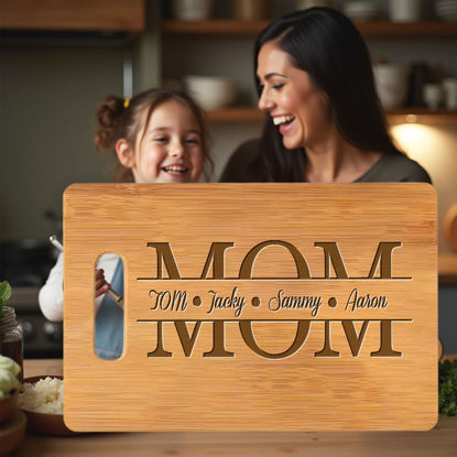 Picture of Personalized Family Name Cutting Board for Mom - Personalized Mom Cutting Board - Best Birthday and Mother's Day Gift for Mum and Grandma