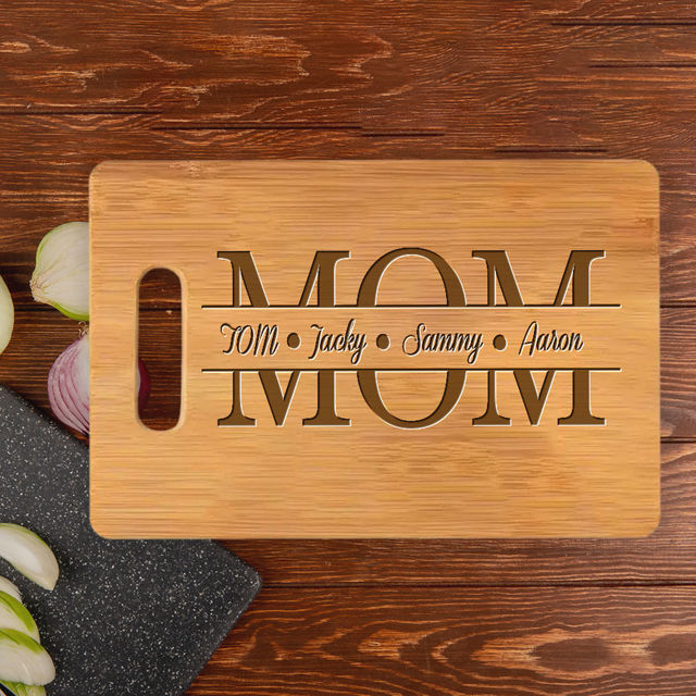 Picture of Personalized Family Name Cutting Board for Mom - Personalized Mom Cutting Board - Best Birthday and Mother's Day Gift for Mum and Grandma