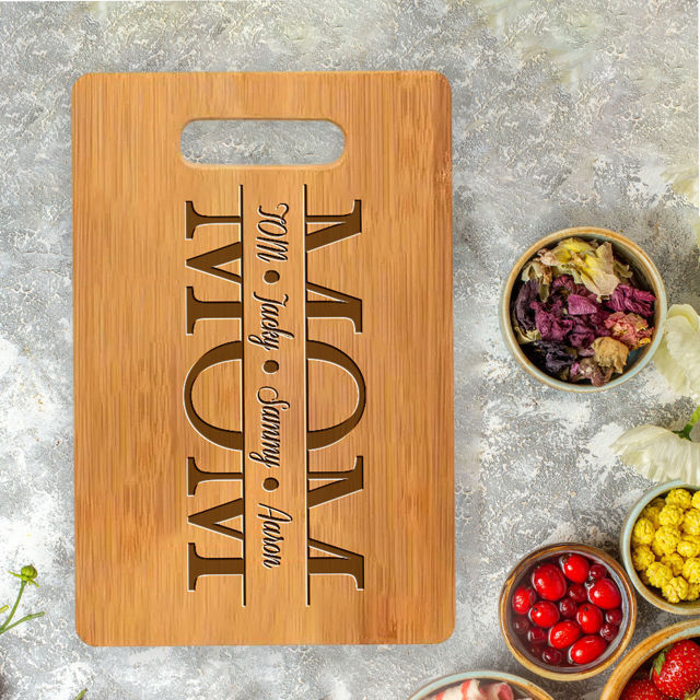 Picture of Personalized Family Name Cutting Board for Mom - Personalized Mom Cutting Board - Best Birthday and Mother's Day Gift for Mum and Grandma