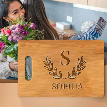 Picture of Personalized Cutting Board with Capital Letter and Name - Best Personalized Gifts for Family and Friends