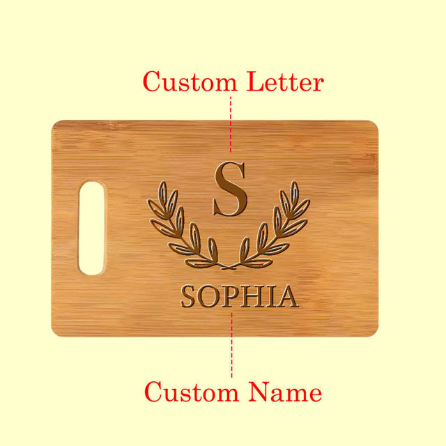 Picture of Personalized Cutting Board with Capital Letter and Name - Best Personalized Gifts for Family and Friends