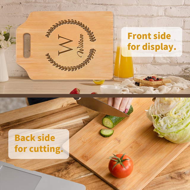 Picture of Personalized Cutting Board with Capital Letter and Name - Best Personalized Gifts for Women and Man