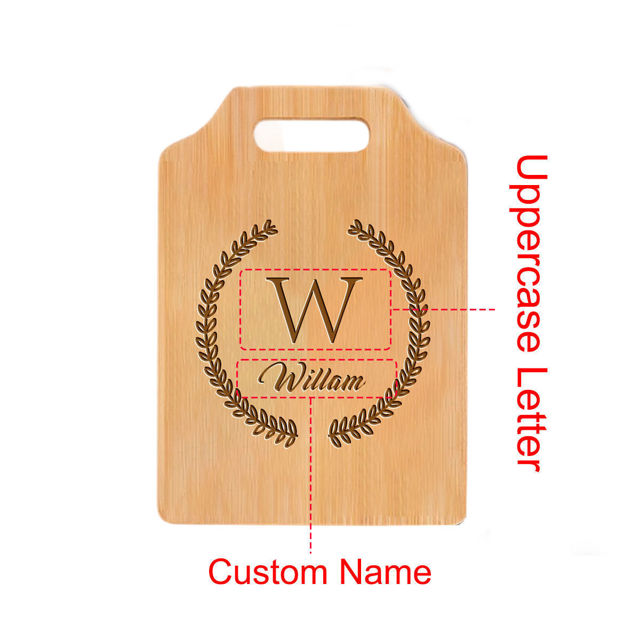 Picture of Personalized Cutting Board with Capital Letter and Name - Best Personalized Gifts for Women and Man