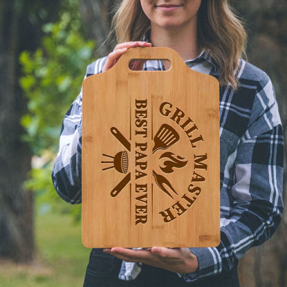 Picture of Personalized Cutting Board with Custom Text - Custom Grill Master Cutting Board for Man - Best Father's Day, Birthday Gift for Dad and Man