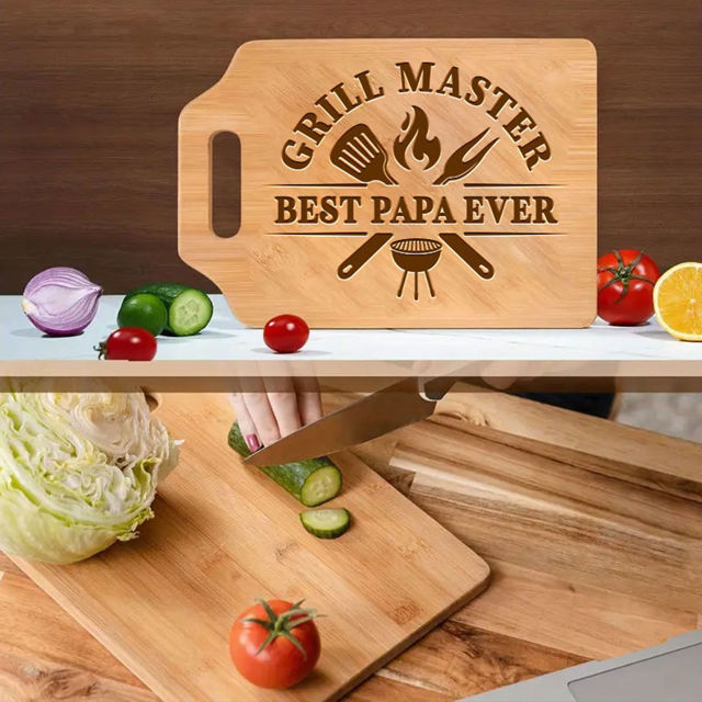 Picture of Personalized Cutting Board with Custom Text - Custom Grill Master Cutting Board for Man - Best Father's Day, Birthday Gift for Dad and Man