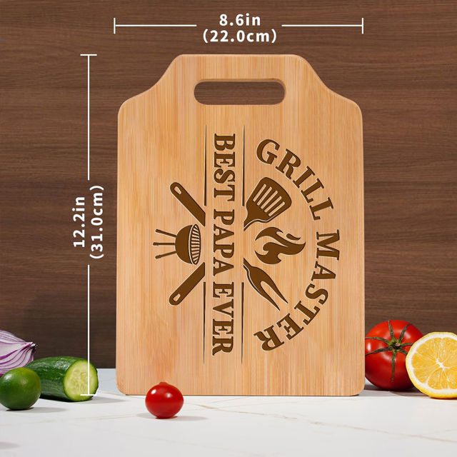 Picture of Personalized Cutting Board with Custom Text - Custom Grill Master Cutting Board for Man - Best Father's Day, Birthday Gift for Dad and Man