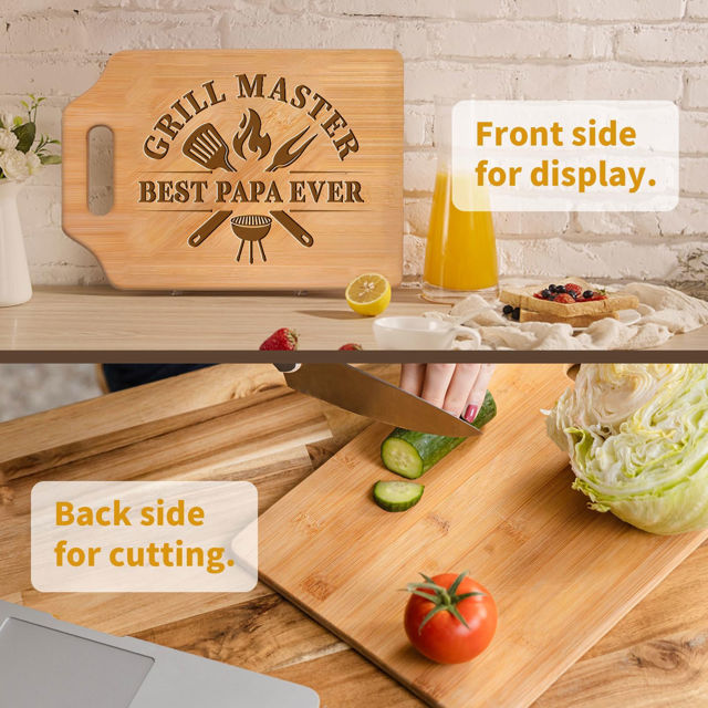 Picture of Personalized Cutting Board with Custom Text - Custom Grill Master Cutting Board for Man - Best Father's Day, Birthday Gift for Dad and Man