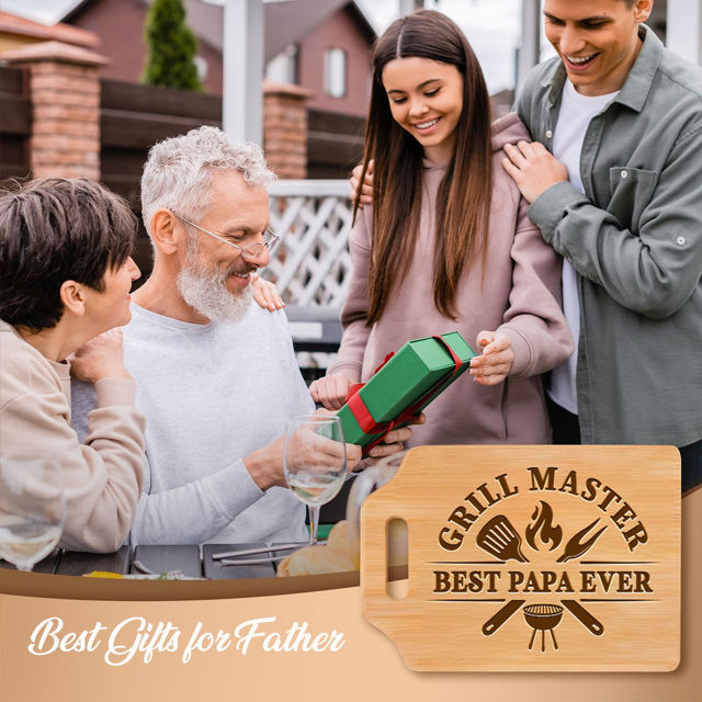 Picture of Personalized Cutting Board with Custom Text - Custom Grill Master Cutting Board for Man - Best Father's Day, Birthday Gift for Dad and Man