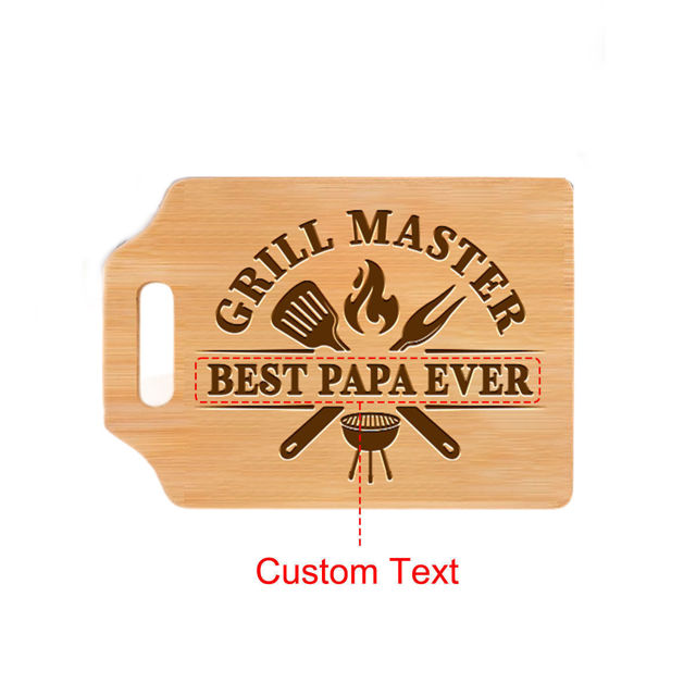 Picture of Personalized Cutting Board with Custom Text - Custom Grill Master Cutting Board for Man - Best Father's Day, Birthday Gift for Dad and Man