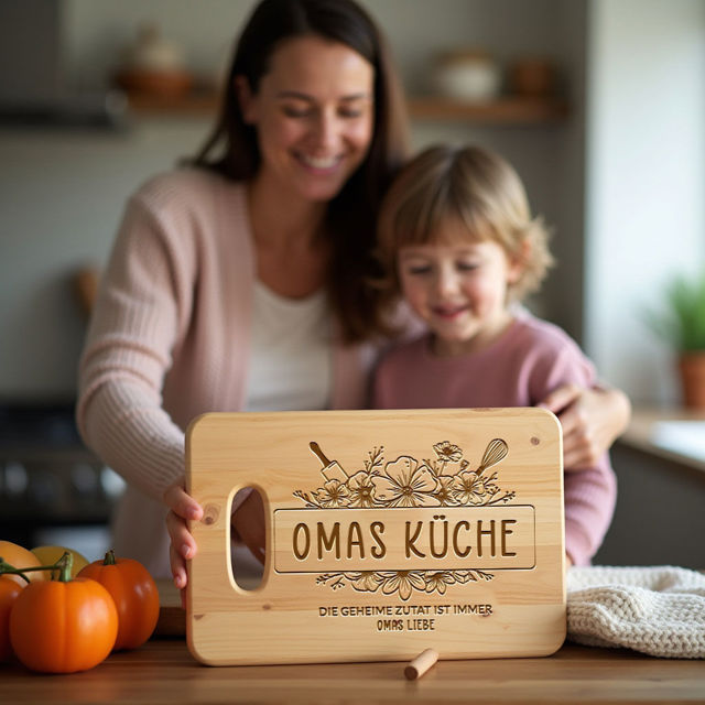 Picture of Personalized Cutting Board with Name and Text - Custom Mama's Kitchen Gifts from Daughters - Best Mother's Day Gifts for Mum and Grandma