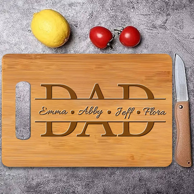 Picture of Personalized Family Name Cutting Board for Dad - Customized Dad Cutting Board - Best Personalized Birthday and Father's Day Gift for Dad and Man
