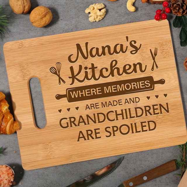 Picture of Personalized Name Cutting Board - Custom Name and Person Text Cutting Board - Birthday and Mother's Day Gift for Mum and Grandma