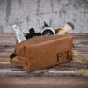 Picture of Custom Leather Toiletry Bag | Personalized Groomsmen Gifts | Travel Bag for Dad