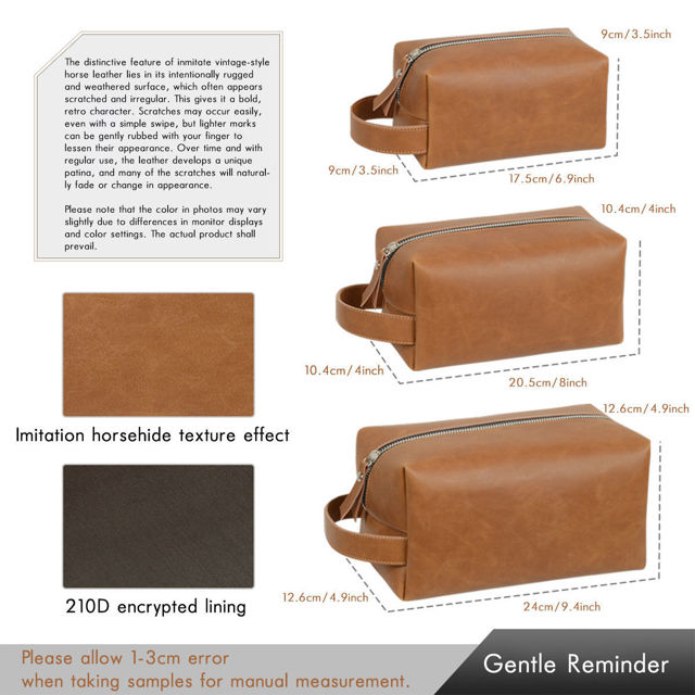 Picture of Custom Leather Toiletry Bag | Personalized Groomsmen Gifts | Travel Bag for Dad