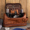 Picture of Custom Double Layer Leather Toiletry Bag | Personalized Groomsmen Gifts | Travel Bag For Dad