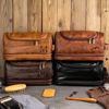 Picture of Custom Double Layer Leather Toiletry Bag | Personalized Groomsmen Gifts | Travel Bag For Dad