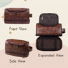 Picture of Custom Double Layer Leather Toiletry Bag | Personalized Groomsmen Gifts | Travel Bag For Dad