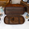Picture of Custom Double Layer Leather Toiletry Bag | Personalized Groomsmen Gifts | Travel Bag For Dad