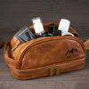 Picture of Custom Double Layer Leather Toiletry Bag for Men | Personalized Groomsmen Gifts | Gift for Father's Day