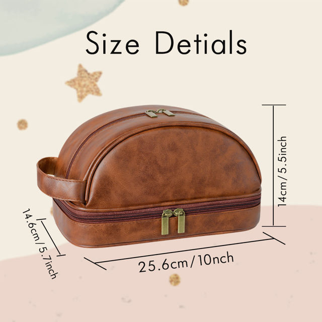 Picture of Custom Double Layer Leather Toiletry Bag for Men | Personalized Groomsmen Gifts | Gift for Father's Day
