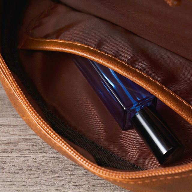 Picture of Custom Double Layer Leather Toiletry Bag for Men | Personalized Groomsmen Gifts | Gift for Father's Day