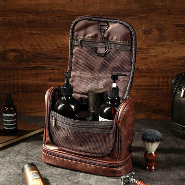 Picture of Custom Large Capacity Leather Toiletry Bag | Travel Bag For Men | Father's Day Gift