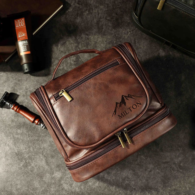 Picture of Custom Large Capacity Leather Toiletry Bag | Travel Bag For Men | Father's Day Gift