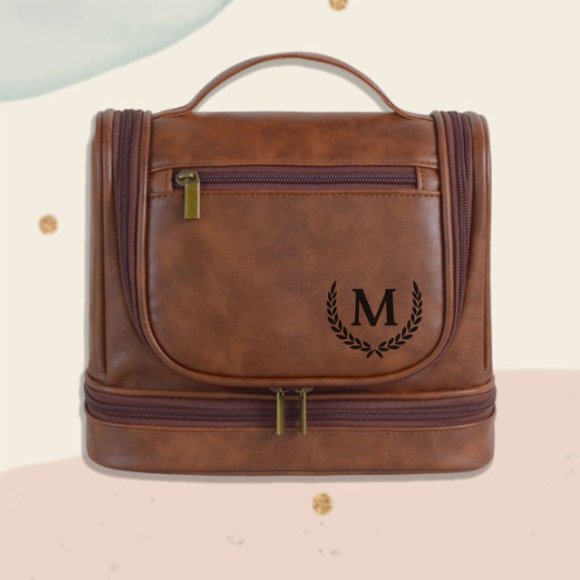 Picture of Custom Large Capacity Leather Toiletry Bag | Travel Bag For Men | Father's Day Gift