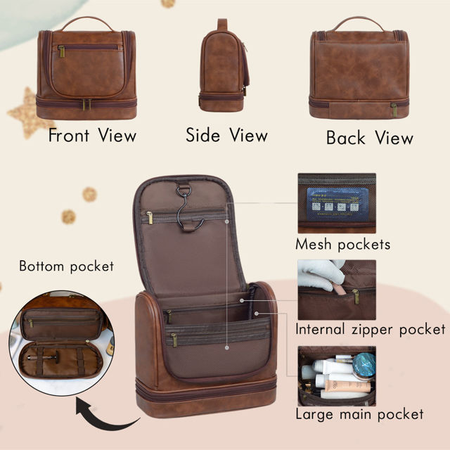 Picture of Custom Large Capacity Leather Toiletry Bag | Travel Bag For Men | Father's Day Gift