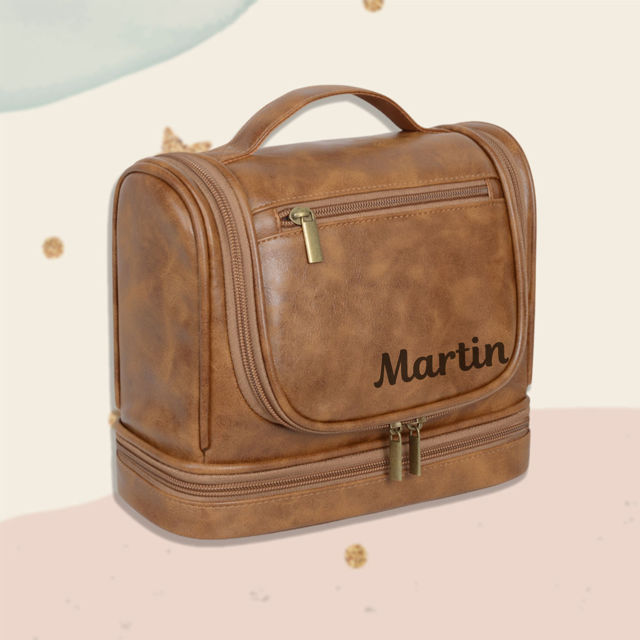 Picture of Custom Large Capacity Leather Toiletry Bag | Travel Bag For Men | Father's Day Gift