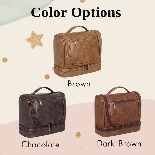 Picture of Custom Large Capacity Leather Toiletry Bag | Travel Bag For Men | Father's Day Gift