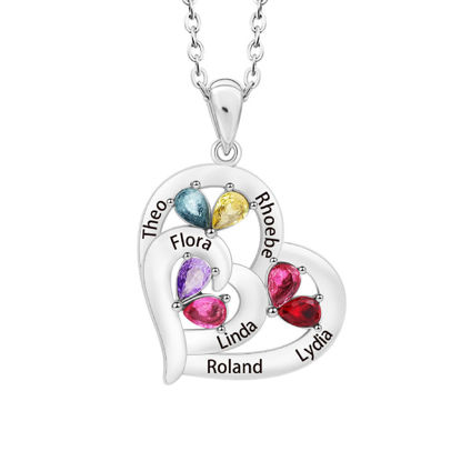 Picture of Personalized Heart Necklaces with Birthstone | Family Stainless Steel Necklace