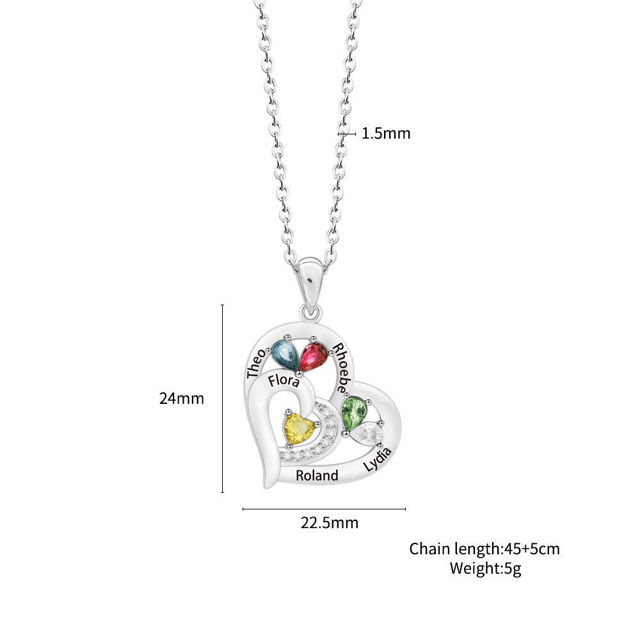 Picture of Personalized Heart Necklaces with Birthstone | Family Stainless Steel Necklace