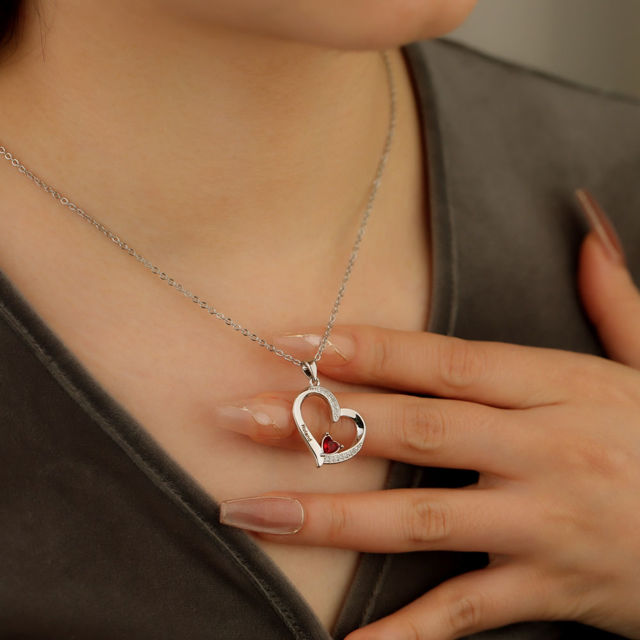 Picture of Personalized Heart Necklaces with Birthstone | Family Stainless Steel Necklace