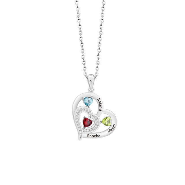 Picture of Personalized Heart Necklaces with Birthstone | Family Stainless Steel Necklace
