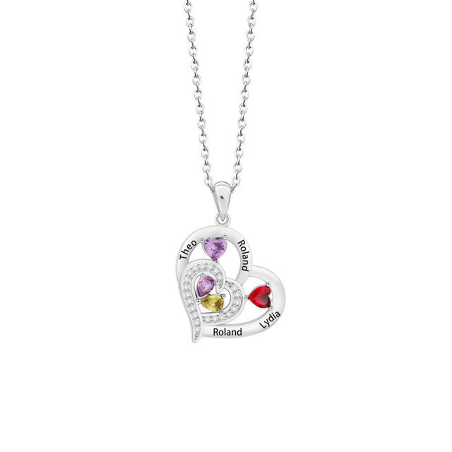 Picture of Personalized Heart Necklaces with Birthstone | Family Stainless Steel Necklace