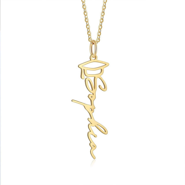 Picture of Custom Graduation Cap Name Necklace | Personalized Stainless Steel Necklace | Graduation Gift