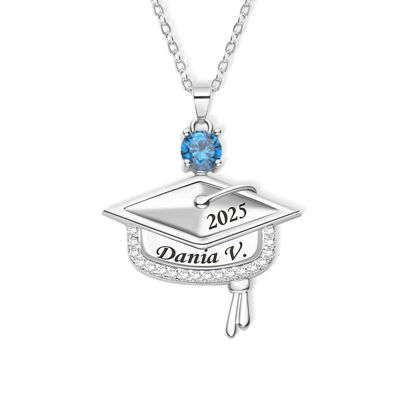 Picture of Custom Birthstone Graduation Necklace | Personalized College Necklace | Graduation Gift for Her