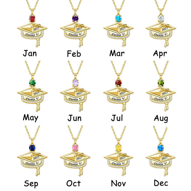 Picture of Custom Birthstone Graduation Necklace | Personalized College Necklace | Graduation Gift for Her