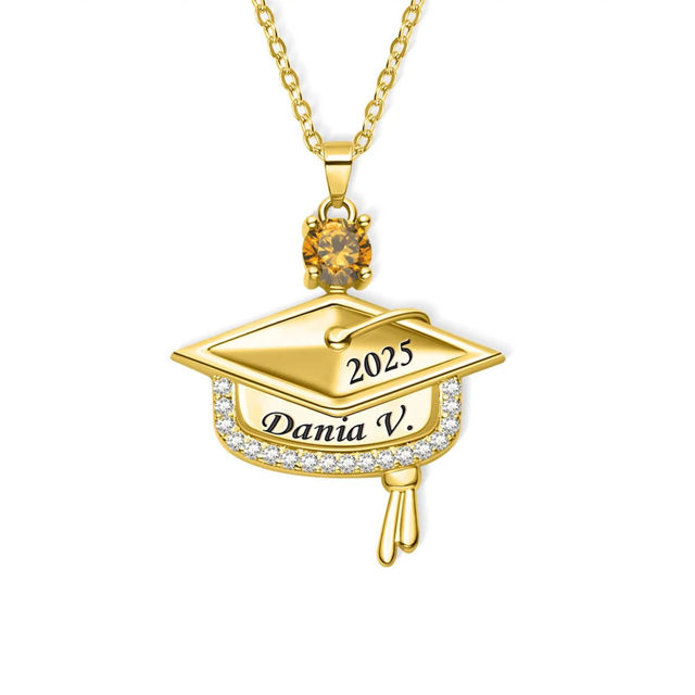 Picture of Custom Birthstone Graduation Necklace | Personalized College Necklace | Graduation Gift for Her