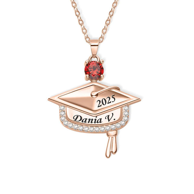 Picture of Custom Birthstone Graduation Necklace | Personalized College Necklace | Graduation Gift for Her