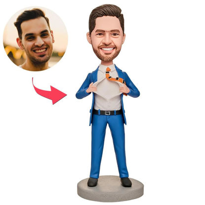 Picture of Custom Bobbleheads:  Blue Suit Business Man| Personalized Bobbleheads for the Special Someone as a Unique Gift Idea｜Best Gift Idea for Birthday, Christmas, Thanksgiving etc.